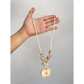 Pink Apple Beaded Cord Necklace