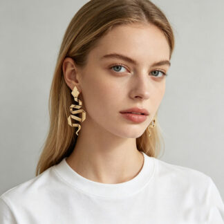 Modern Geometric Snake Earrings and Necklace