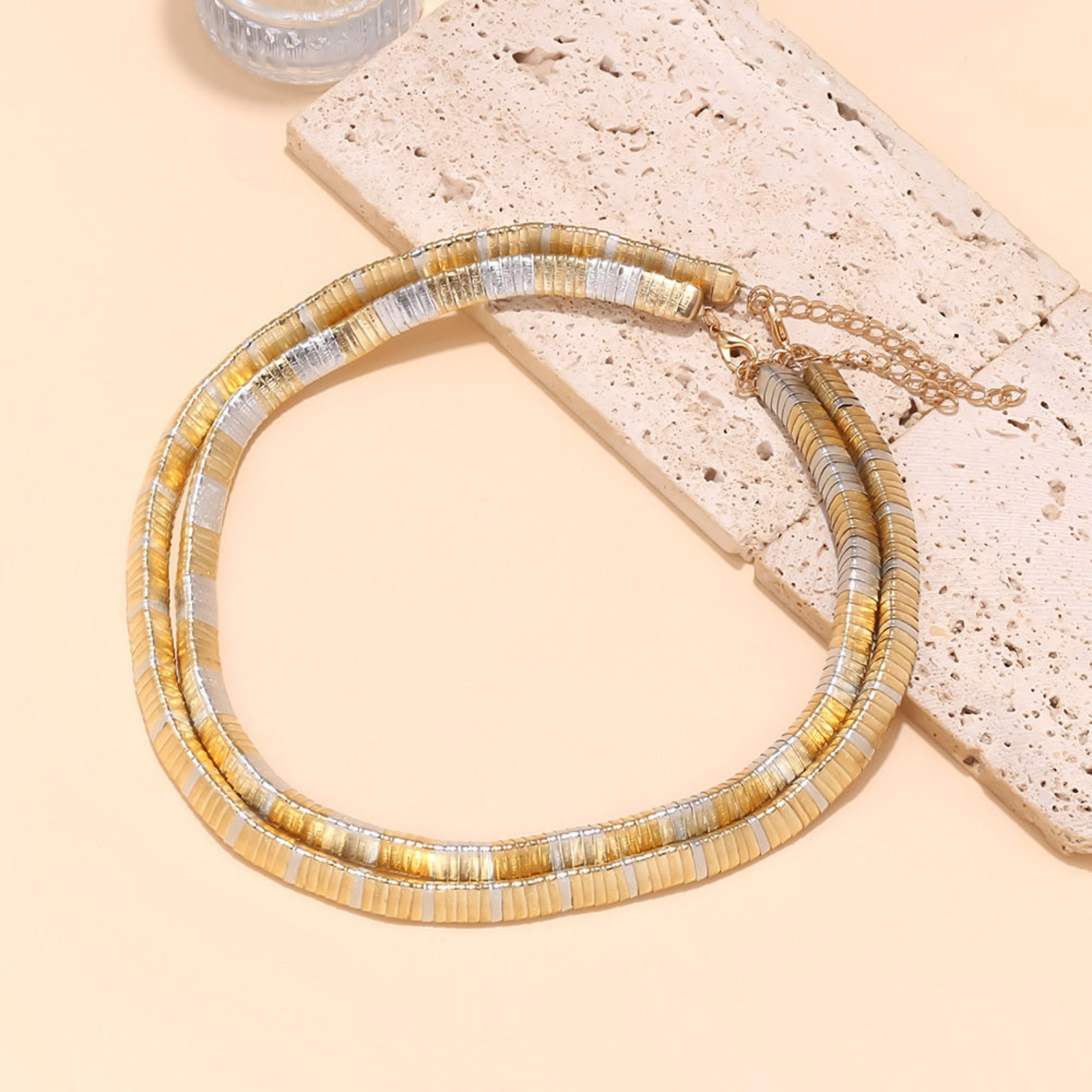 Mixed-Tone Layered Fish-Scale Necklace - Image 2
