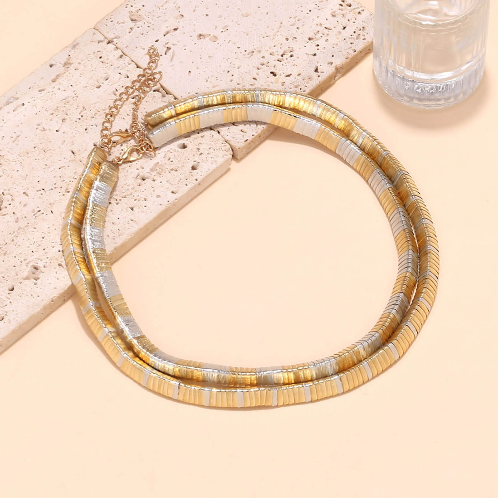 Mixed-Tone Layered Fish-Scale Necklace - Image 3