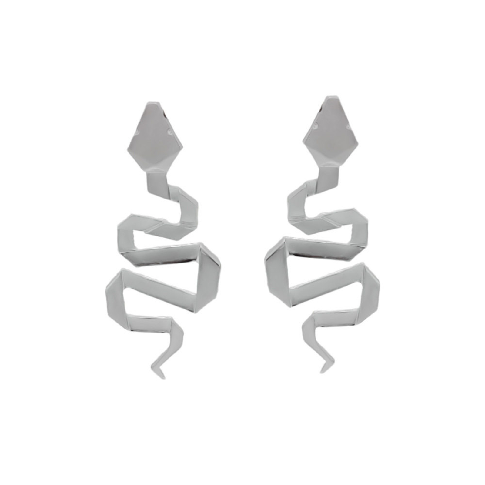Modern Geometric Snake Earrings and Necklace - Image 4