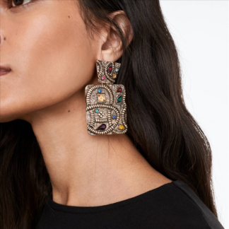 Vintage-Finish Geometric Statement Earrings
