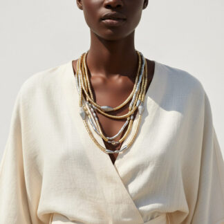 Mixed-Tone Multi-Strand Metal Bead Necklace