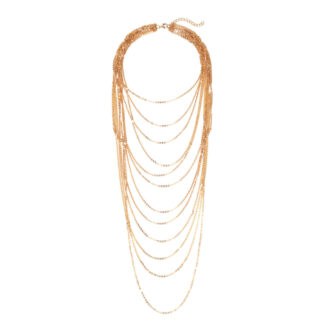 Gold-Tone Multi-Layer Waterfall Chain Necklace